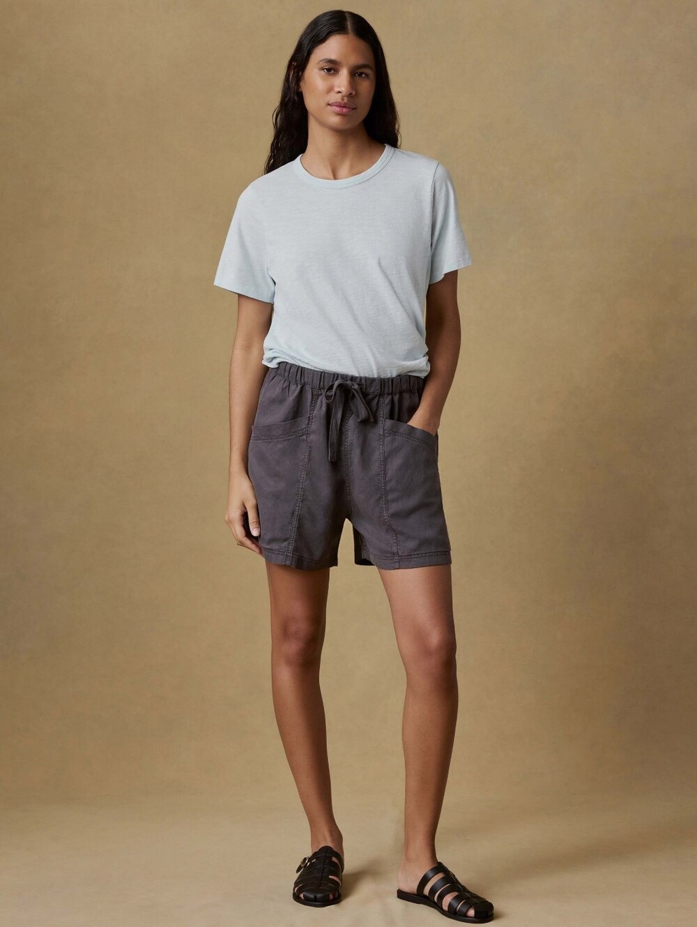 Faherty Topanga Drape Shorts Washed Black Size Medium